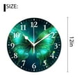 thumbnail image 2 of 12 Inch Wall Clock Battery Operated Silent Clock Decorative for Office, Kitchen, Outdoor, Living Room，Green Glass Dragonfly Print, 2 of 4