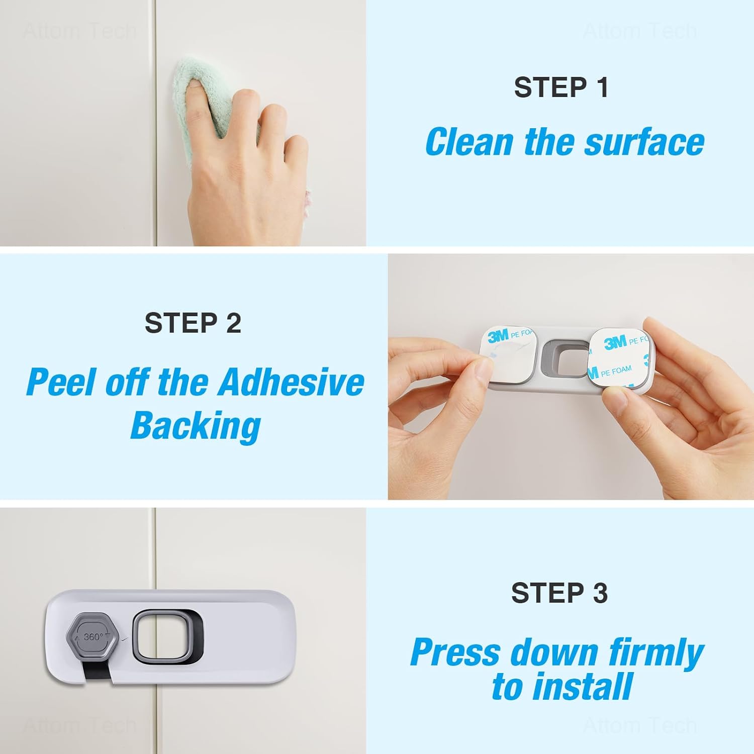 NiHome Child Proof Refrigerator Lock 6-Pack, Gray photo 7