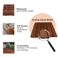 thumbnail image 6 of Urday 10 PCS Interlocking Deck Tiles, 12"x12" Solid Acacia Wood Patio Flooring, Waterproof Outdoor Tiles for Garden, Balcony and Poolside, Brown Stripe, 6 of 10