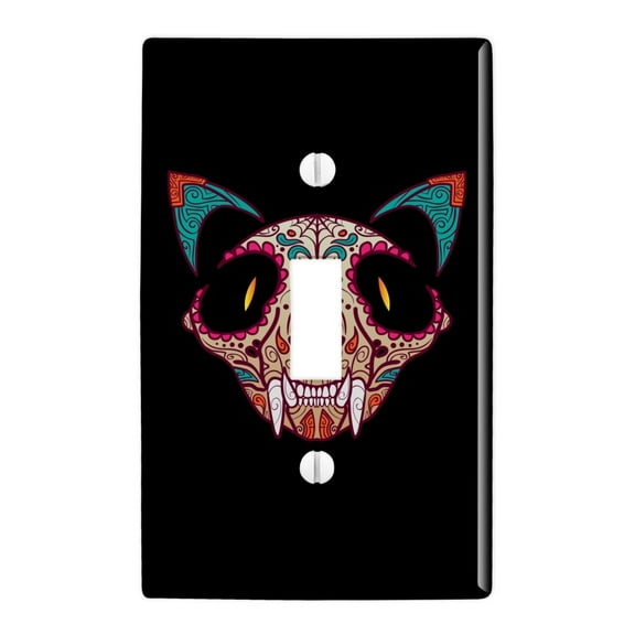 Cat Skull Mexican Day of the Dead Plastic Wall Decor Toggle Light Switch Plate Cover
