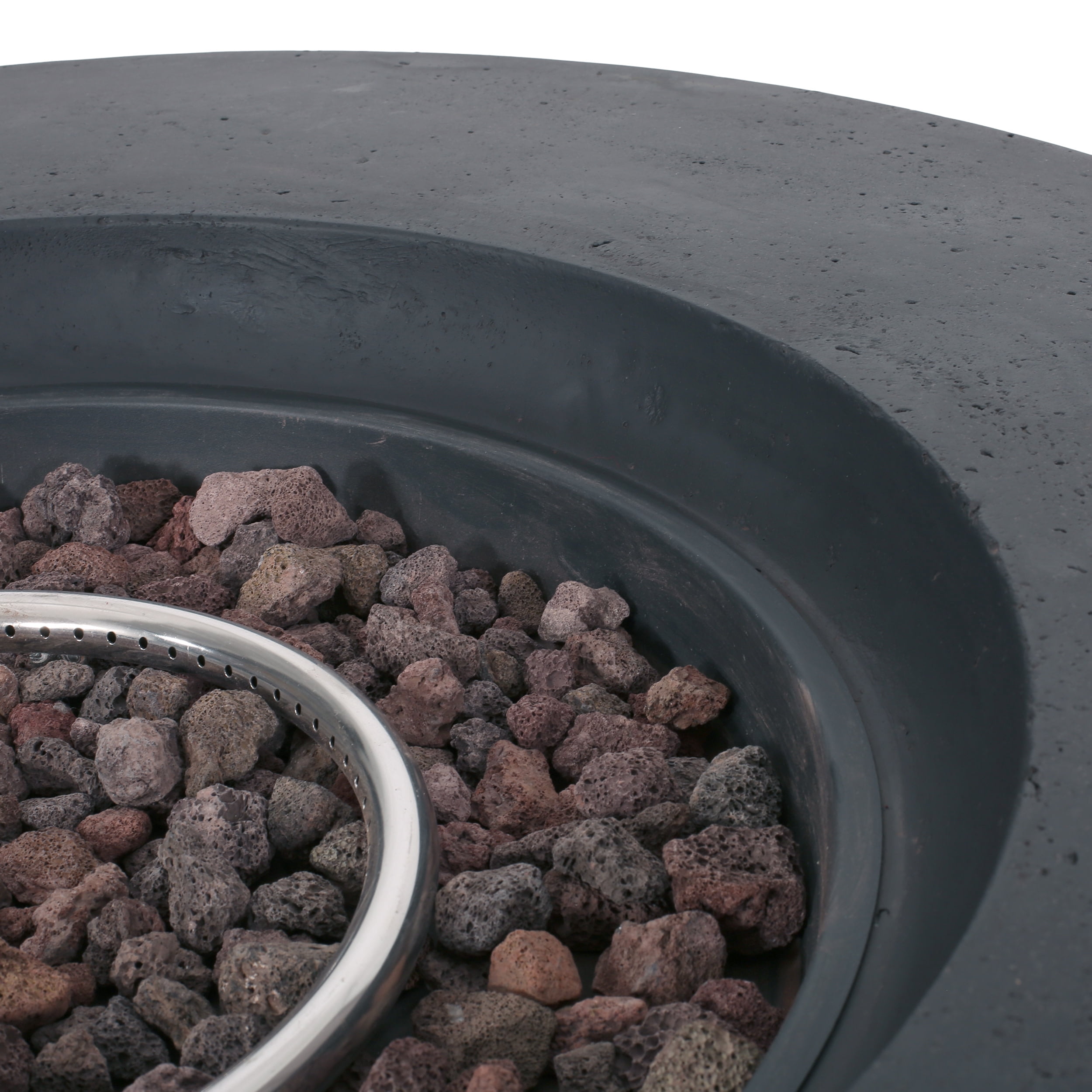 Mayfair Lightweight Concrete Outdoor 50,000 BTU Circular Fire Pit (No Tank Holder), Dark Gray