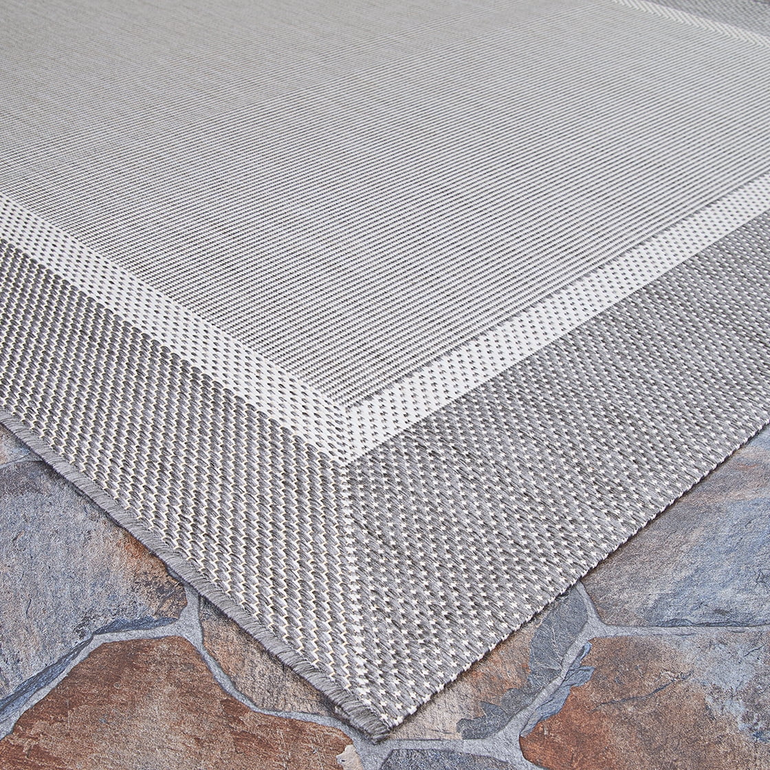Couristan Recife Stria Texture 6'2" X 9'2" Ivory- Silver Outdoor Rug