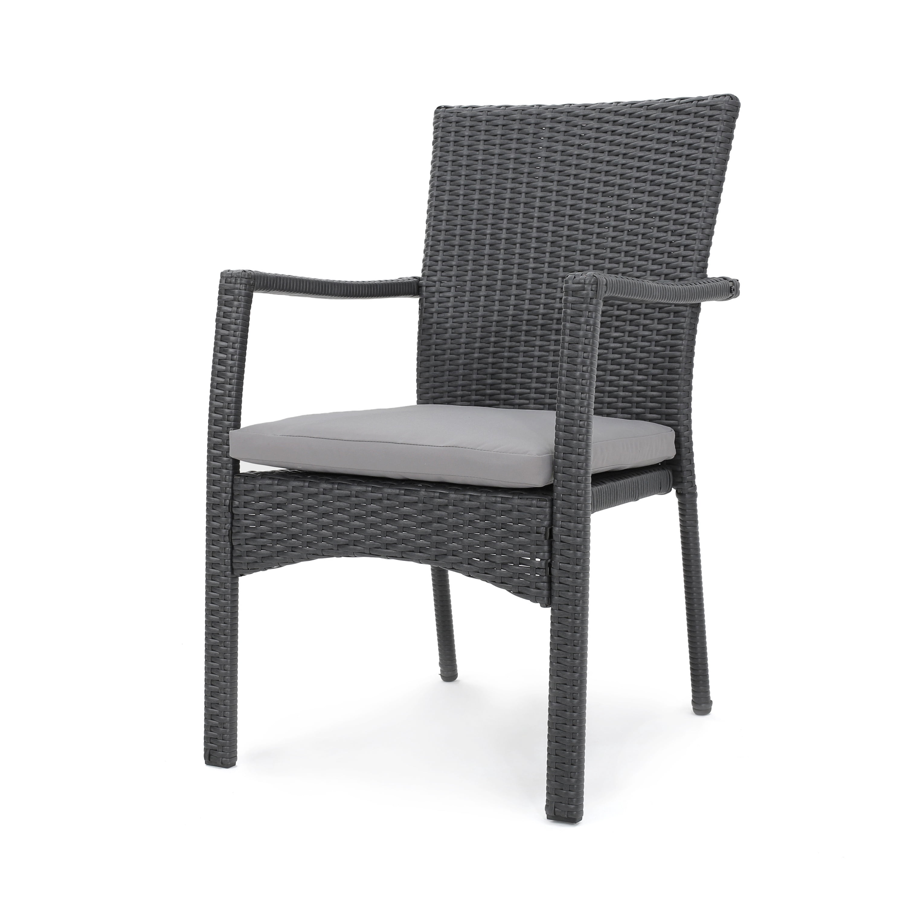 Outdoor Woven Surface Single Dining Chair, Casual Household Seat for Patio Garden, Gray