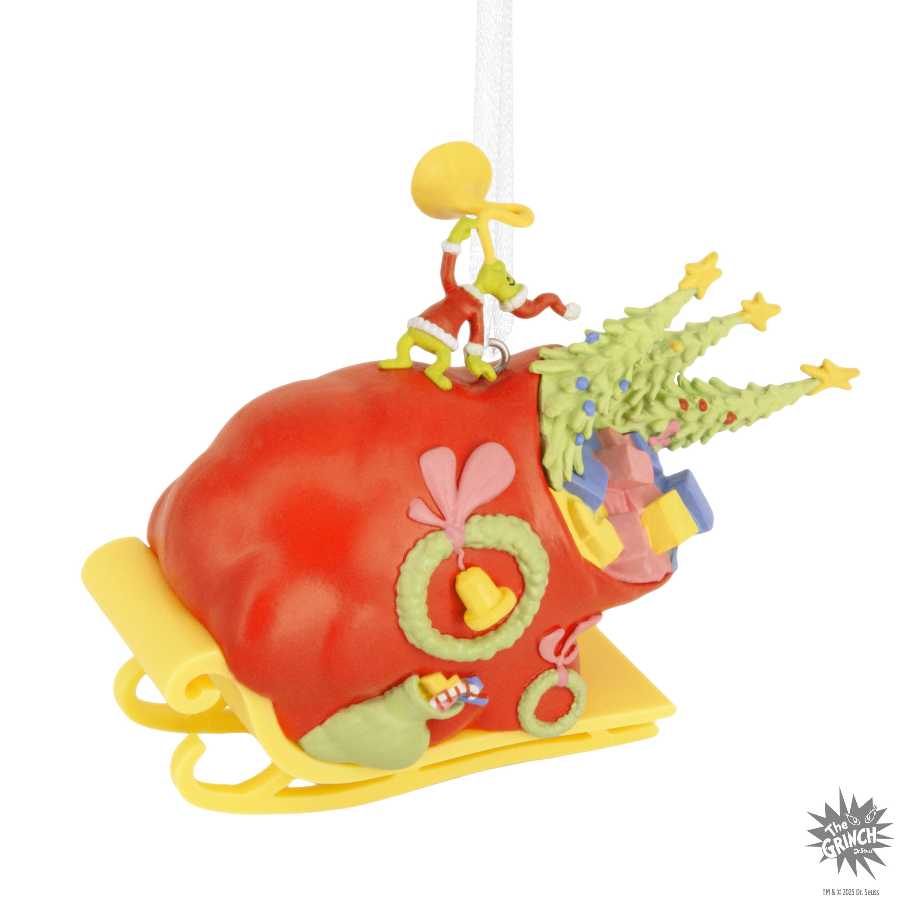 Hallmark Ornament TPR Figural Grinch Sleigh, 1 Count