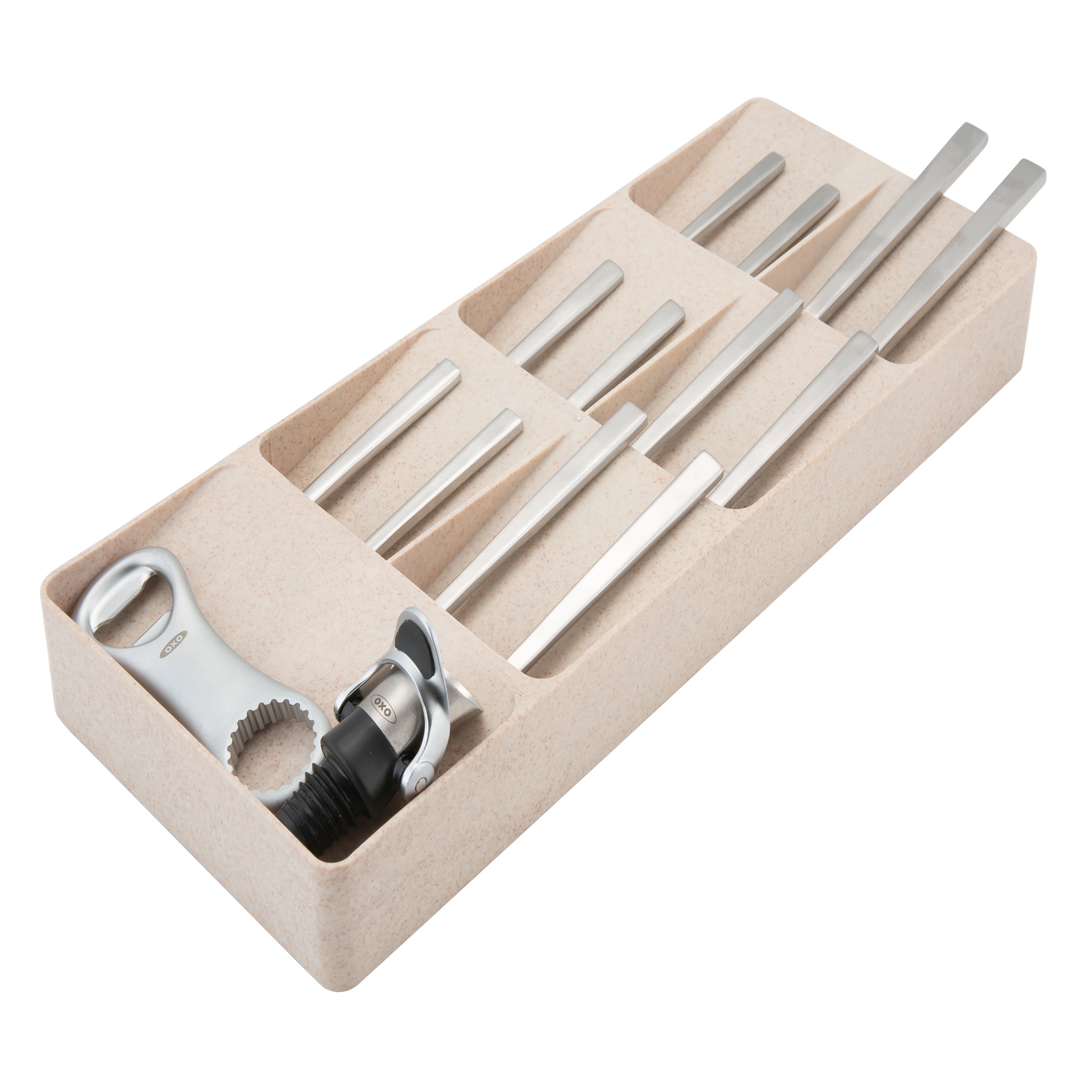 Kitchen Details 7 Compartment Cutlery Organizer 15.87 L x 6.22 in Natural