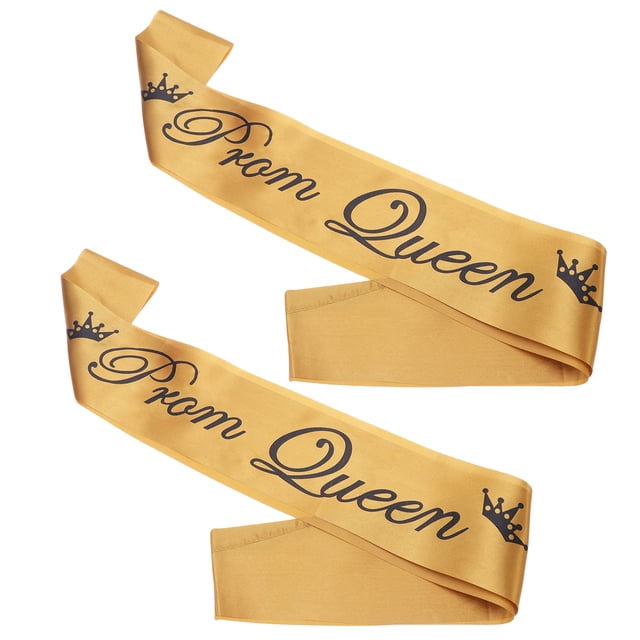 2pcs Golden Ribbon Prom Queen Letters Party Etiquette Shoulder Strap Bachelor Party Halloween Graduation Ball Supplies