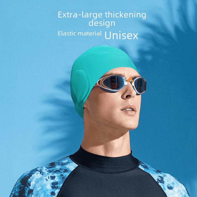Gorro de natación profesional de silicona para adultos y niños, para hombres y mujeres, impermeable, de color sólido, para cabello largo, con protección para las orejas
