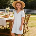 thumbnail image 3 of FRSASU Robe d'Été 100 % Coton pour Filles, Tendance, Col en V, Décontractée, Bohème, Robe Soleil, Printemps, Plage, Fluide, Vacances, Mini, Gris, 3 of 8