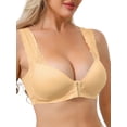 thumbnail image 4 of INSPIRE CHIC Women's Lace Front Closure Push Up Wirefree Bras with Nonadjustable Straps Medium Beige, 4 of 5