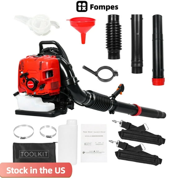 Fompes 4-Cycle 75.6CC Commercial Gas Leaf Blower Backpack Snow Blower Up to 900 CFM and 210 MPH Variable Speed Cruise Control