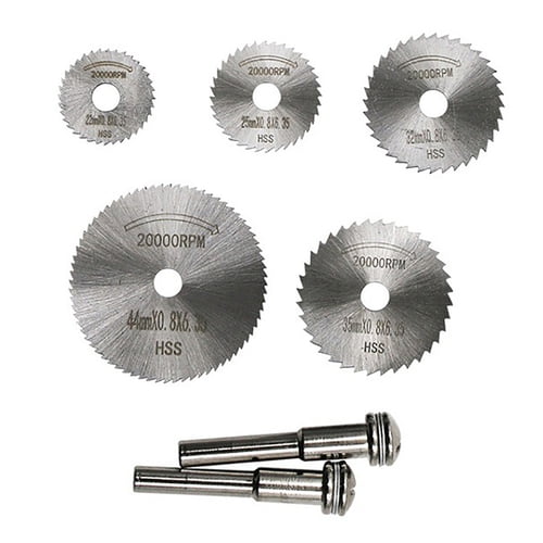 AQGT 7Pcs HSS Circular Cutting Disc Saw Blades Pole Set Wood Rotary Drill Accessories