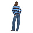 thumbnail image 5 of Forever 21 Women's Blue & Brown Preppy Sweater, Rugby Stripe Design for Cozy Fall Layering, XL, 5 of 6