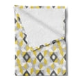 thumbnail image 2 of Grey and Yellow Soft Flannel Fleece Throw Blanket, Geometric Retro 60s 70s Home Inspired Rounds Squares Image, Cozy Plush for Indoor and Outdoor Use, 50" x 70", Charcoal Grey Marigold, by Ambesonne, 2 of 5