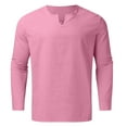 thumbnail image 2 of Cathalem Suit Man Men Pieces Cotton Linen Set Henley Shirt Long Sleeve And Casual Beach Pants Summer Yoga Outfits Tuxedos Suit Pink XX-Large, 2 of 5