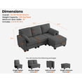 thumbnail image 6 of CHIC HOUSE 78.7" Sectional Sofa with Storage Ottoman Chaise, Corduroy L Shaped Sofa Convertible Sectional Couches for Living Room, 4 Seater Corner Modular Sofa with Deep Seat Throw Pillows, Gray, 6 of 10