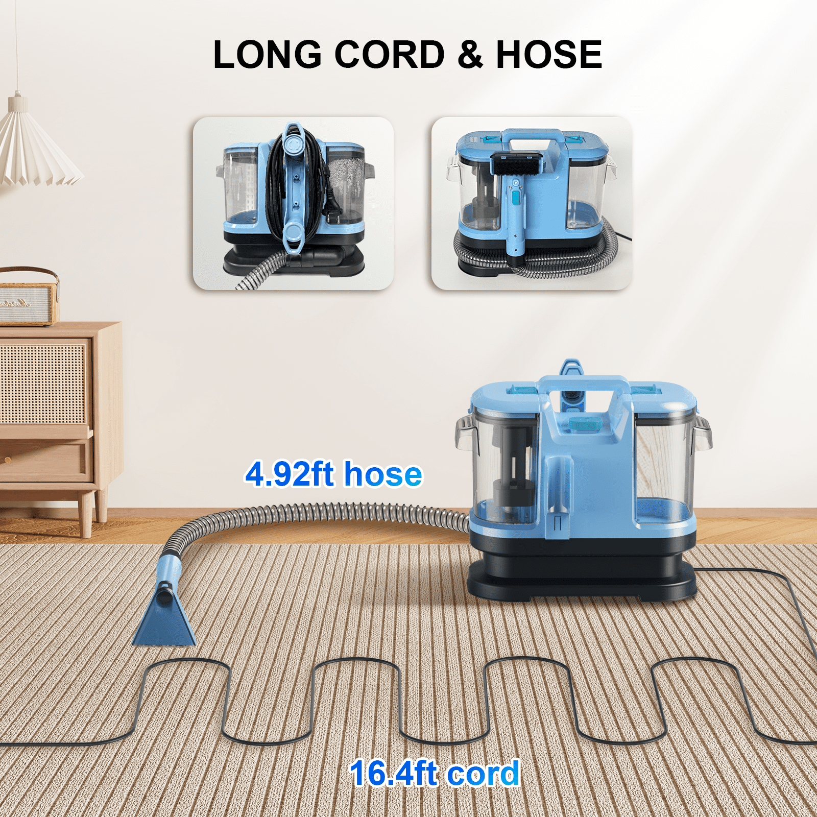 Carpet Cleaner Machine - Upholstery, Portable Spot and Stain Cleaner, Deep Cleaning for Pet Stain, Couch, Stair, Car Seat, Mattress and Carpet
