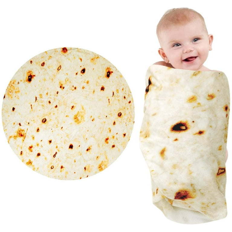 EZGO Mexican Burritos Tortilla Blanket For Baby Children 3D Corn Tortilla Flannel Blanket Bedding Pancake Blanket 50 inch Medium Size