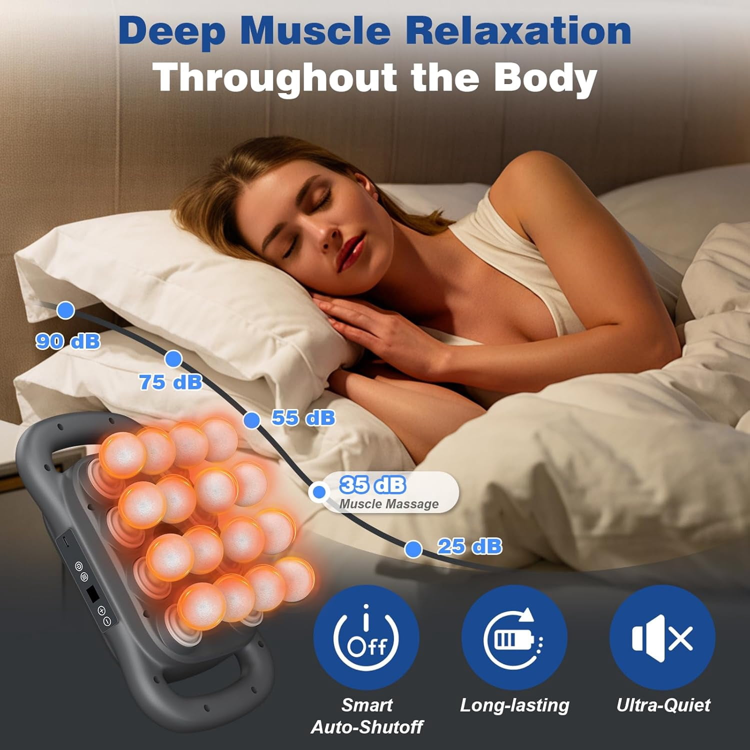 Deep Tissue Massage Gun - 16 Heads, 9 Levels, 22800 RPM High-Speed Percussion Massager for Full Body Muscle Pain Relief