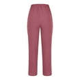 thumbnail image 5 of YUGYXL Plus Size Linen Pants for Women Button Up Stretch Waist Office Pants 2025 Summer Trendy Straight Business Pants with Big Pockets Red XXL, 5 of 6