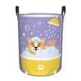 thumbnail image 1 of Balery Corgi Washing in Bathtub Cesta de ropa redonda con asas, impermeable, independiente, para ropa, juguetes, dormitorio y familia-Medium, 1 of 6