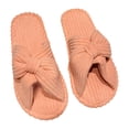thumbnail image 4 of Naierhg 1 Pair Slippers Open Toe Cross Bow Decor Solid Color Flat Sole Soft Fabric Striped Texture Anti-skid Wear-resistant Breathable Women Home Slippers for Home Orange, 4 of 8