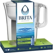 Brita Large 10 Cup Water Filter Pitcher with 1 Brita Elite Filter, Made Without BPA, Huron, White