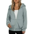 thumbnail image 5 of Mohiass Women's Zip Up Hoodies Casual Long Sleeve Hooded Sweatshirts with Pockets Light Green S, 5 of 8