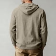 thumbnail image 6 of Afuyipoi T-Shirts for Men,Long Sleeve Button-Up Casual Cotton Linen Hooded Shirt Khaki 2XL, 6 of 9