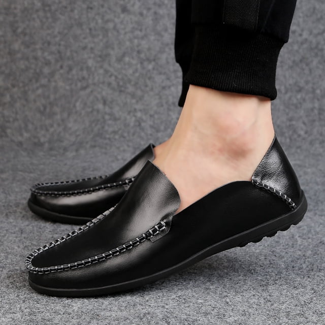 Mocasines para hombre, zapatos de piel auténtica suave, zapatillas sin cordones, mocasines casuales de primavera para hombre, mocasines para hombre (26,5 cm)