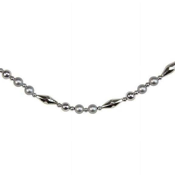 9 ft. Shiny & Matte Silver Beaded Christmas Garland