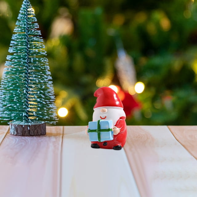 Xihbxyly Figuras Navideñas En Miniatura, Adornos de Resina de Papá Noel, Adornos Navideños Pintados a Mano, Base Plana para Exhibir Fácilmente, Manualidades Diy, Ideal para Regalar En Navidad, Juego