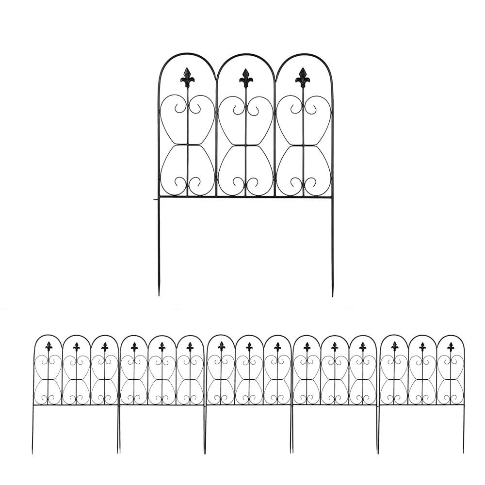 Winado 33x24" Garden Fence Wrought Iron Wire Border Folding Patio Black