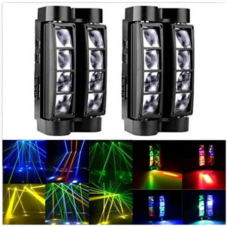 2pcs LED RGBW 8x3W Head Moving Stage Beam Light DMX512 Disco Party Effect Lights US Plug 110V for Festival