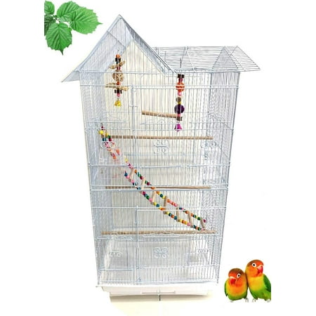 Large Deluxe Flight Bird House Home Travel Cage with Toys and Crossover Ladder for Cockatiels Sun Parakeets Green Cheek Conures Aviary Budgie Finch Lovebird Canary