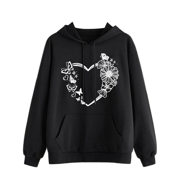 BJUTIR Womens Sweatshirt Oversized Hoodie Womens Casual Butterfly Printing Pullover Hooded Pocket Long Sleeve Sweatshirts