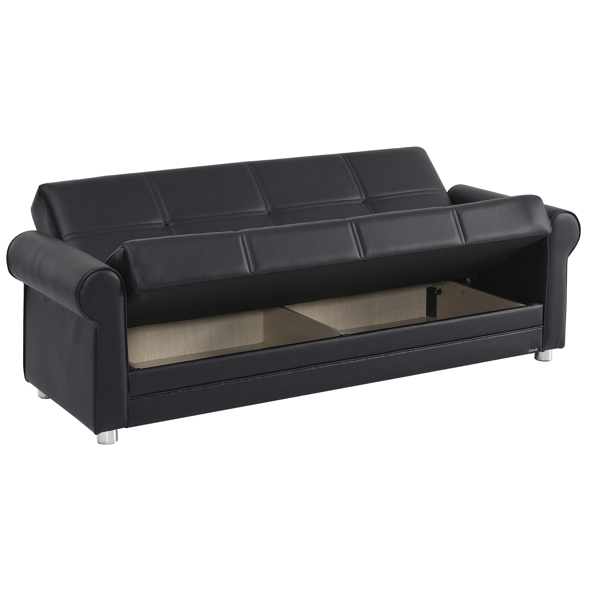 Ottomanson Convertible Sleeper Sofa Bed with Hidden Storage, Firm Comfort Couch, Black