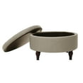thumbnail image 6 of Abble 32" Beige Fabric Upholstered Buttons Tufted Round Storage Cocktail Ottoman, 6 of 7