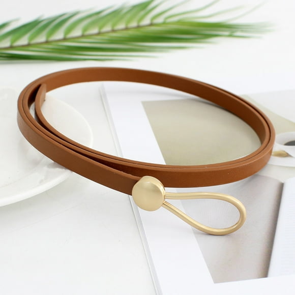 Belt Women Fashion Versatile Knotted Metal Buckle Solid Color Thin Belt Belt