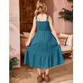 thumbnail image 5 of Arshiner Girl's Sundresses Summer Boho Strap Tiered Cami Maxi Dresses with Pockets, 5 of 5