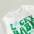 thumbnail image 5 of Okbabeha Baby Girl St. Patricks Day Outfit Lucky Babe Crewneck Pullover Sweatshirt Top Clover Flared Pants Outfit Toddler Set, 5 of 8