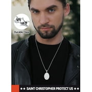 FaithHeart Saint/St. Christopher Pendant Necklace for Men Women Stainless Steel Catholic Christian Patron Oval Medal Blessings Amulet Silver Men Jewelry Gift for Boyfriend Husband Birthday