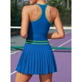 thumbnail image 6 of Sociala Ribbed Two Piece Tennis Sets Racerback Tops Pleated Skirts Athletic Golf Sets, 6 of 7
