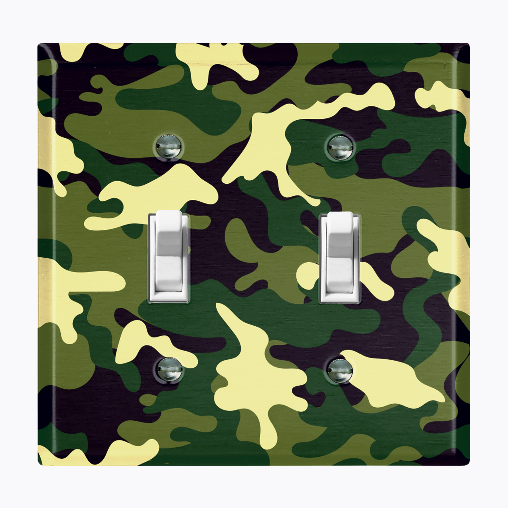 Metal Light Switch Plate Outlet Cover (Camo Green Double Toggle