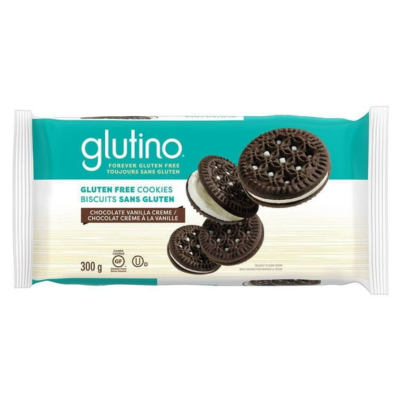 Glutino Gluten Free Chocolate Vanilla Creme Cookies - Kosher Certified - Certified Gluten Free Chocolate Vanilla Sandwich Cookies- 300 g (1 x 300 g)
