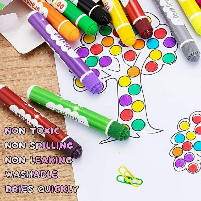 Nicecho Dot Markers, Washable Dot Markers for Kids Toddlers & Preschoolers, 24 Colors Bingo Paint Daubers Marker Kit with Free Activity