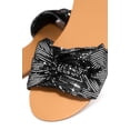 thumbnail image 4 of Shoe Republic Kentt Feeling Hot Black Shimmer Flat open Toe Slide Mule Sandals (Black, 8.5), 4 of 4
