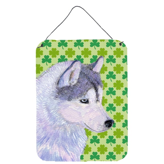 Siberian Husky St. Patrick's Day Shamrock Portrait Wall or Door Hanging Prints