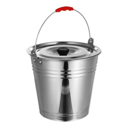 Fiocias Ice Bucket Stainless Steel Bucket with Lid Beer Beverage Tub with Handle Serving 34cm 16L