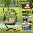 thumbnail image 2 of Egg Chair with Stand, SHINPT Patio Rattan Wicker Hanging Swing Egg Chair with Steel Frame and Soft Cushions, Indoor Outdoor Hammock Egg Chair for Patio, Bedroom, Garden and Balcony, 35Lbs Capacity, 2 of 6