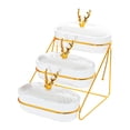 thumbnail image 1 of Plato de frutos secos, platos para aperitivos, multiusos, con rejilla de hierro, contenedor de almacenamiento nórdico White 3 Tier, 1 of 9